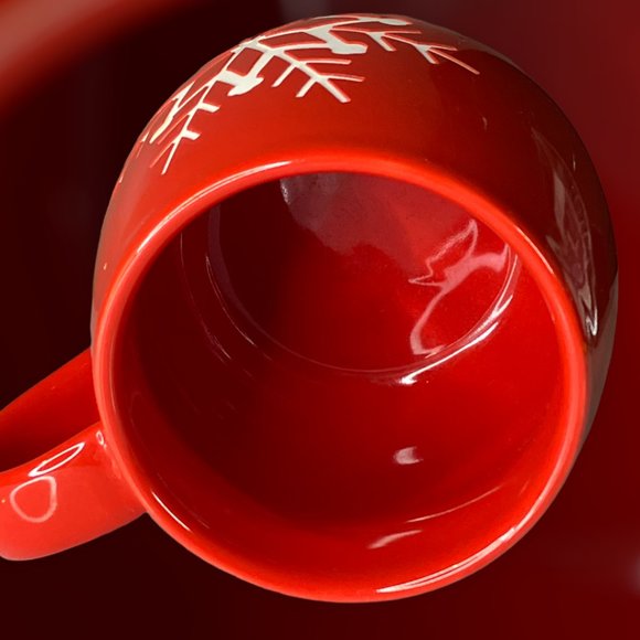 Knotts Merry Farm Etched Snowflake Red Christmas Ceramic Coffee Mug New - Picture 6 of 10